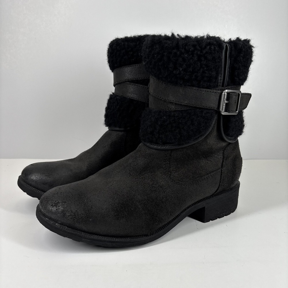 UGG Blayre III Women's US 9.5 Black Waterproof Leather Sheepskin Boots‎ 1095153